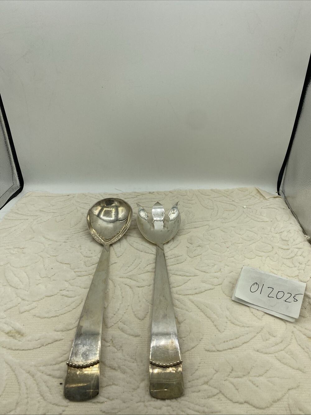 Vtg Royal Hickman Silverplate Salad Server Set INGRID Three Crown Silver Co 12”